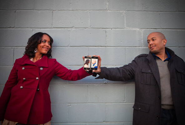 cute engagement session of african-american couple