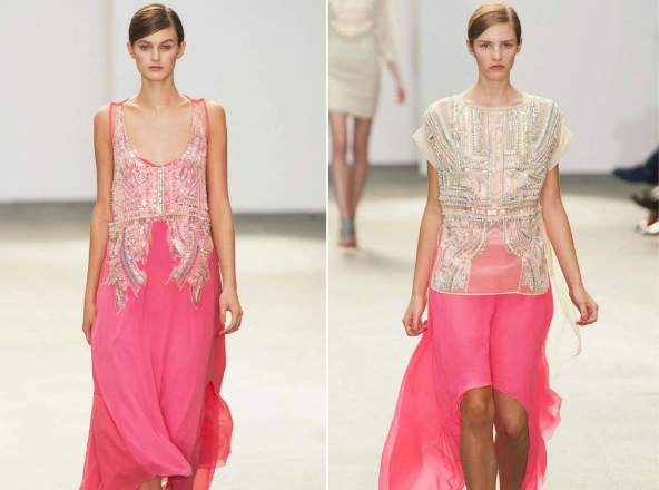 pink dresses at london fashion week
