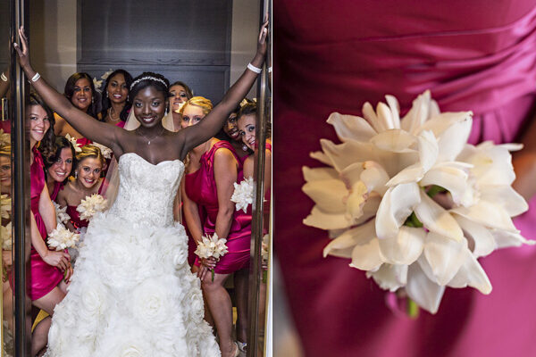 pink bridesmaids dresses in nigerian wedding