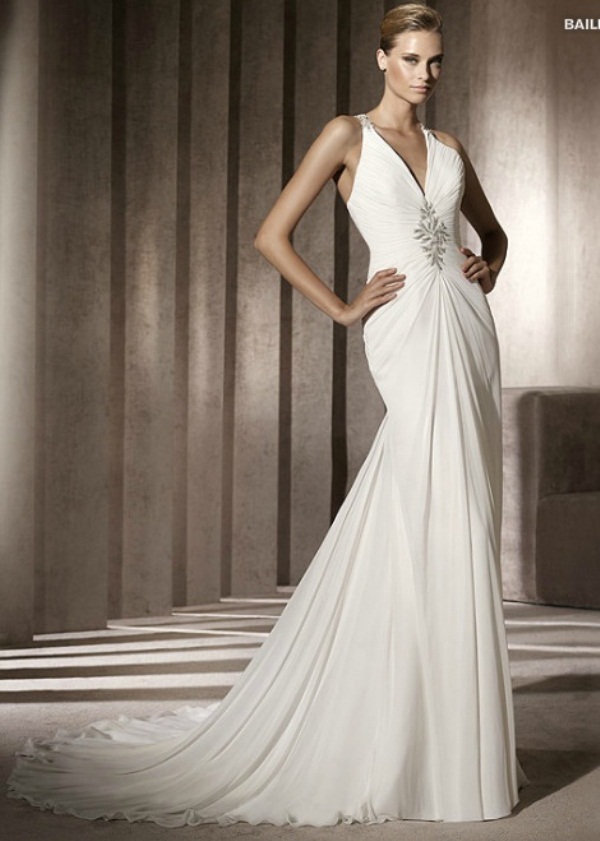 Pronovias Halter Neck Deep V