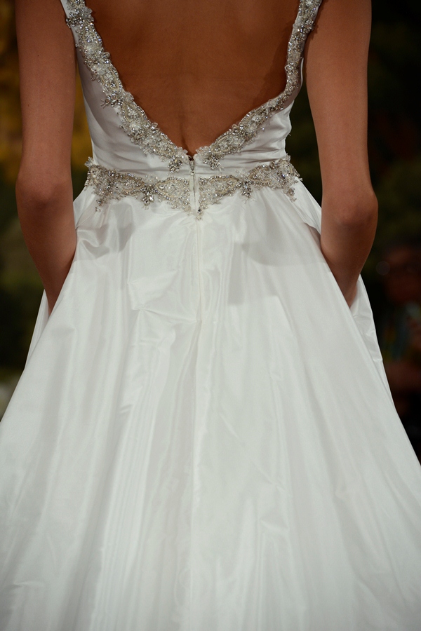 NEW YORK, NY - APRIL 12: A model walks the runway at the Anne Barge Spring 2015 Bridal collection show at The London Hotel on April 12, 2014 in New York City.