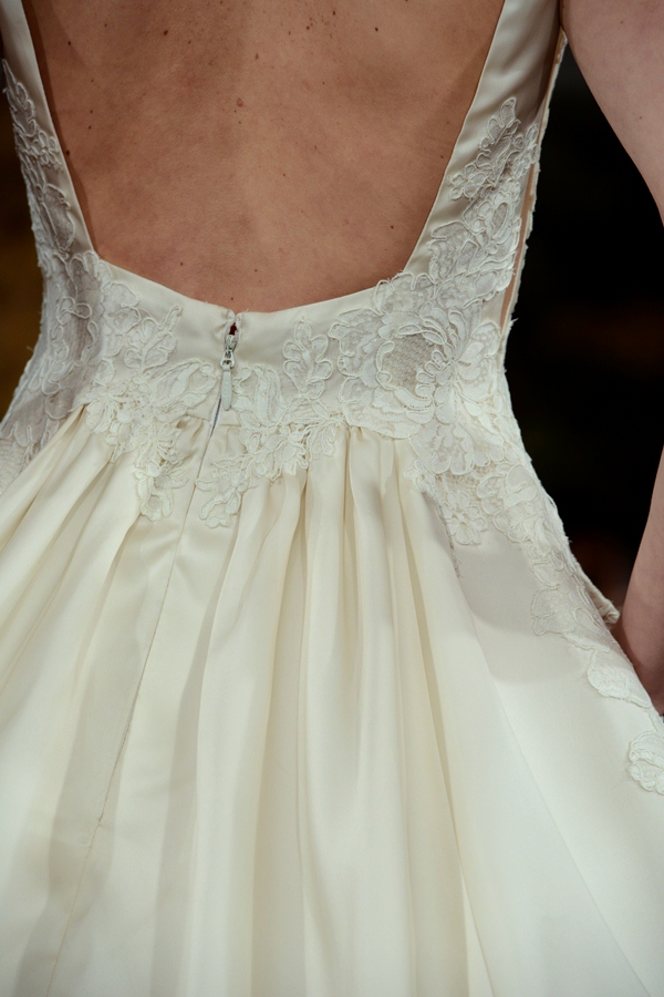 NEW YORK, NY - APRIL 12: A model walks the runway at the Anne Barge Spring 2015 Bridal collection show at The London Hotel on April 12, 2014 in New York City.