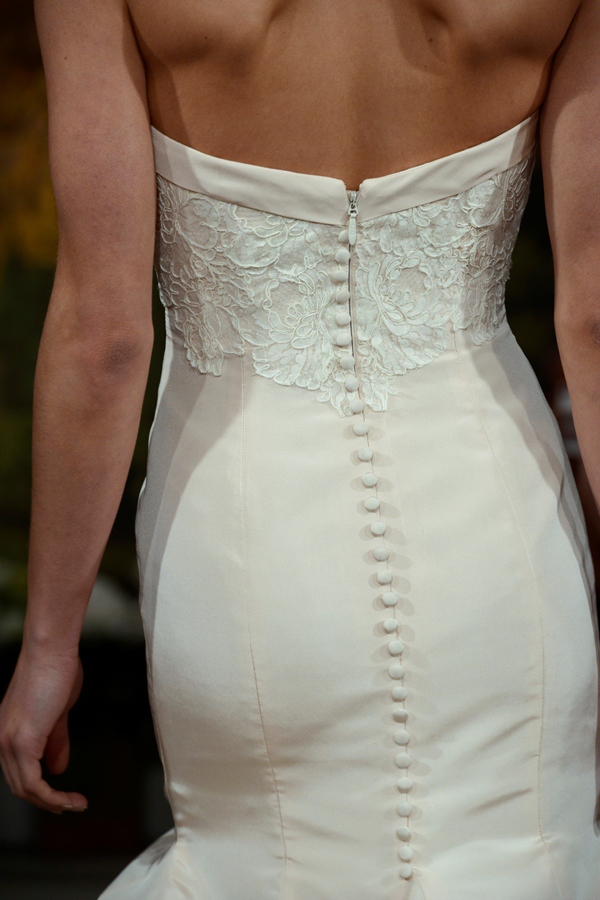 NEW YORK, NY - APRIL 12: A model walks the runway at the Anne Barge Spring 2015 Bridal collection show at The London Hotel on April 12, 2014 in New York City.