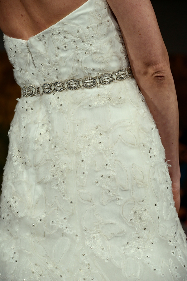 NEW YORK, NY - APRIL 12: A model walks the runway at the Anne Barge Spring 2015 Bridal collection show at The London Hotel on April 12, 2014 in New York City.