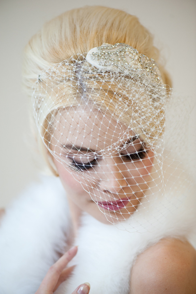Image of Bridal Head Piece & Veil - GLADYS
