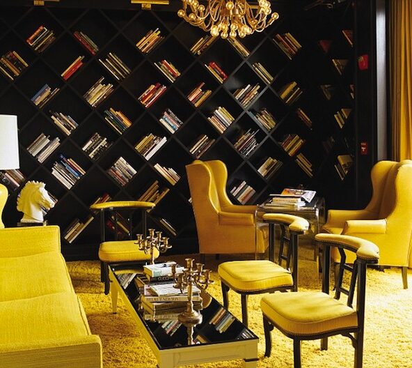 black and yellow library