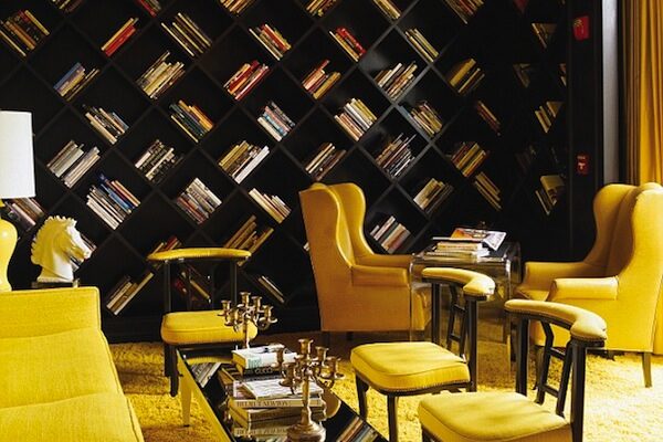 black and yellow library