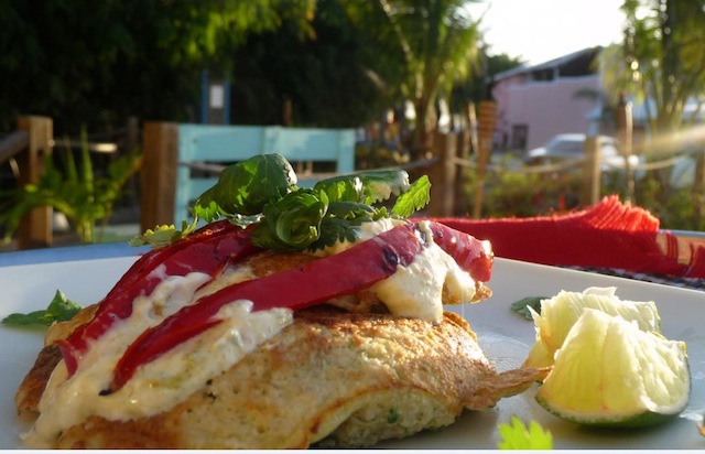 island plates shrim scallions cabbage pancake