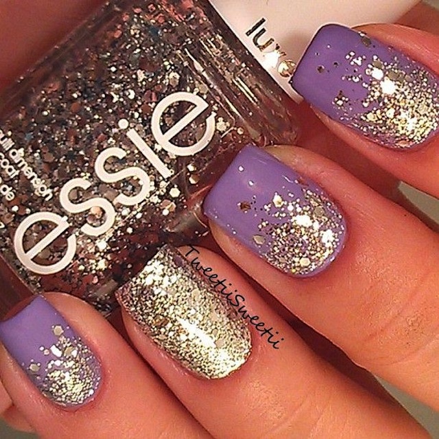 lavendar_and_gold_nail_design metallic nail designs