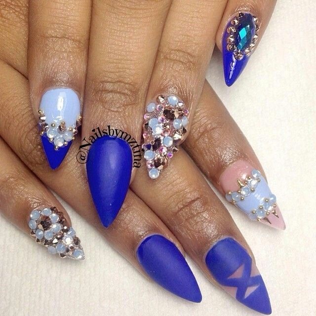 10 Something Blue Stiletto Nail Designs We Love