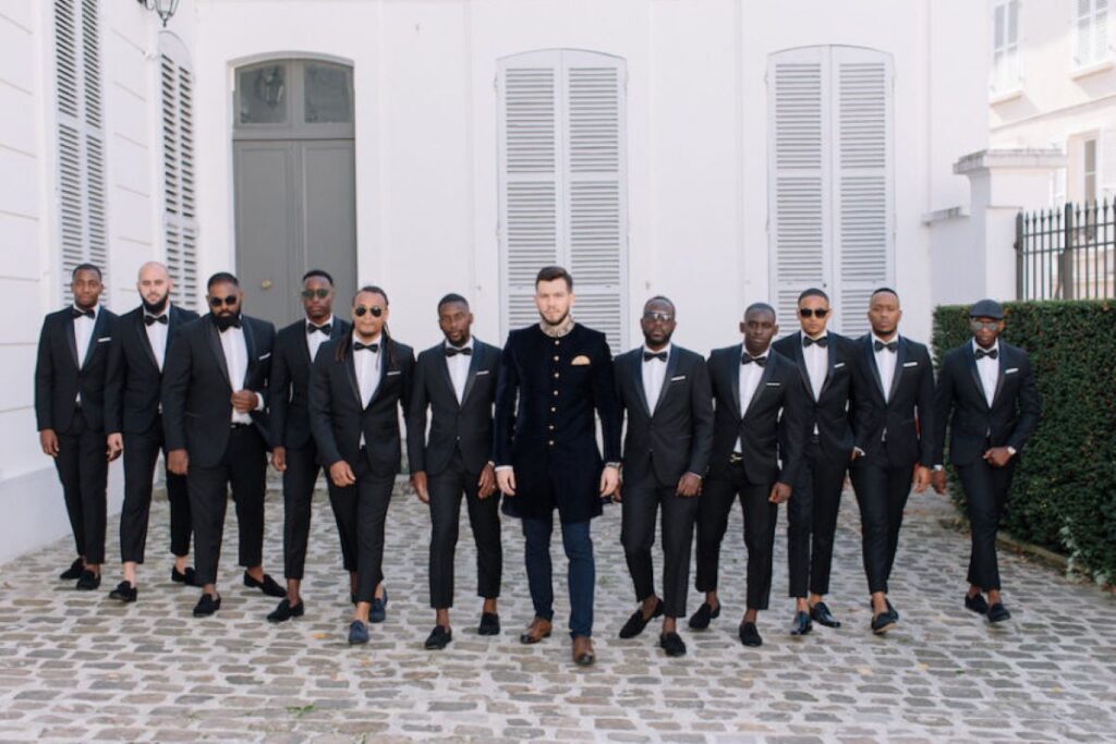 groomsmen in black