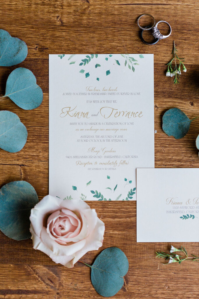 Romantic rustic wedding invitation stationary.