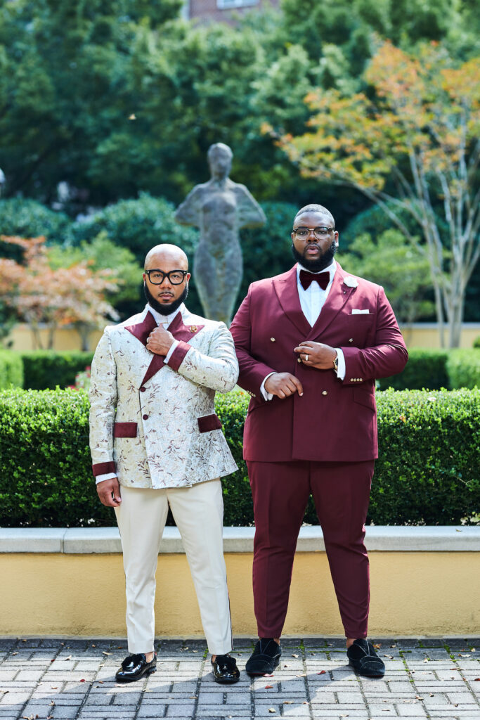 The Rose Hubby's regal bespoke engagement session, same-sex couples, wearing regal & bespoke attire