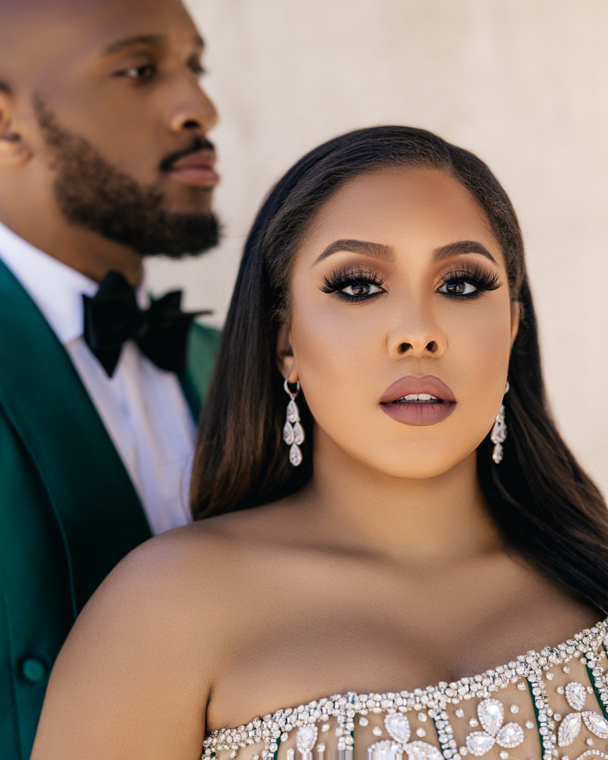 Featured in Issue No. 27, Halle & Eric's engagement session in Washington D.C. exudes classy sophistication with sleek emerald attire.