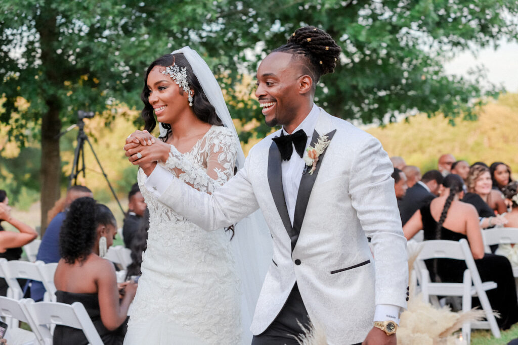 Kreasha Williams & Michael Webley's minimalist boho wedding in Dripping Springs, Texas.