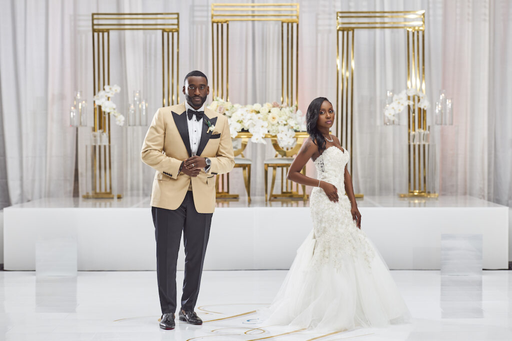 This elegant luxe wedding includes a specially choreographed dance by the bride and groom, a fun reception, and a sparkler send-off.