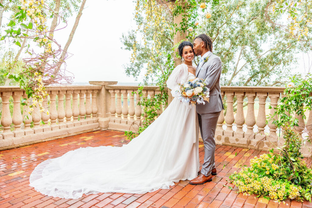 Featured in Issue No. 27, the Bella Collina venue in Central Florida sets the scene for a Tuscany-inspired blue & yellow wedding shoot.