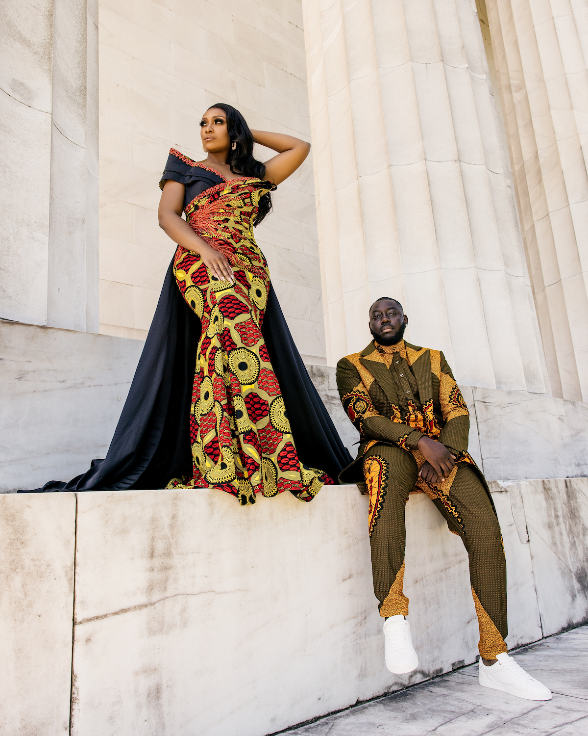 Featured in MunaLuchi Bridal Magazine, Issue No. 27, Amy & Sam's engagement session highlights their shared artistic and eclectic style while also paying tribute to their individual Ghanaian and Washingtonian roots.