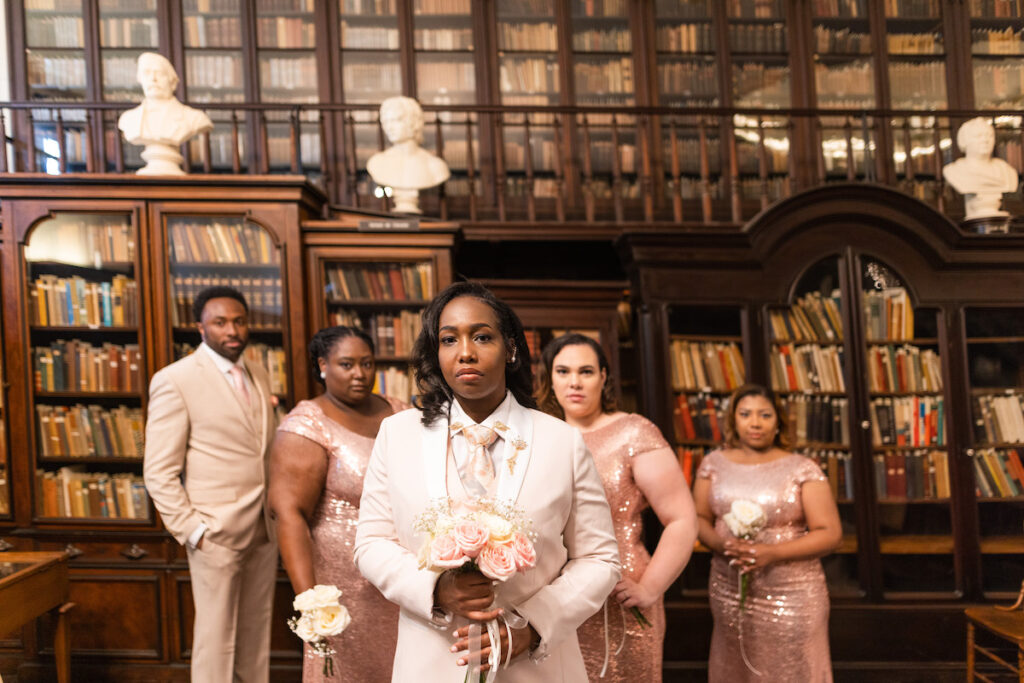 Shanay and Marrita held a unique garden chic wedding at the historic German Society of Pennsylvania Library!