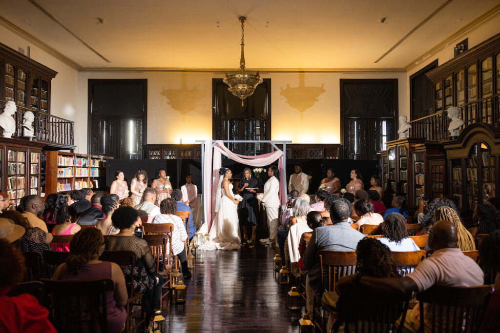 Shanay and Marrita held a unique garden chic wedding at the historic German Society of Pennsylvania Library!