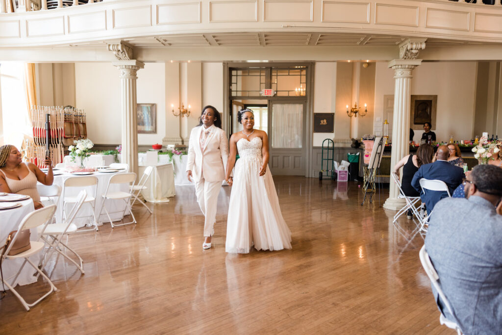 Shanay and Marrita held a unique garden chic wedding at the historic German Society of Pennsylvania Library!