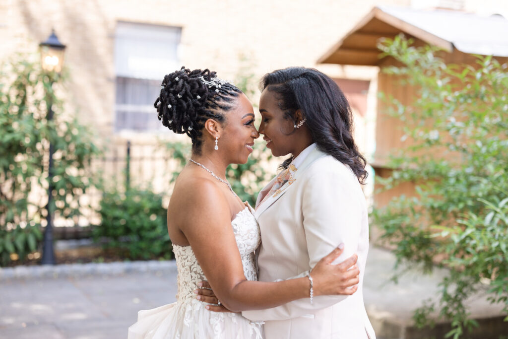 Shanay and Marrita held a unique garden chic wedding at the historic German Society of Pennsylvania Library!