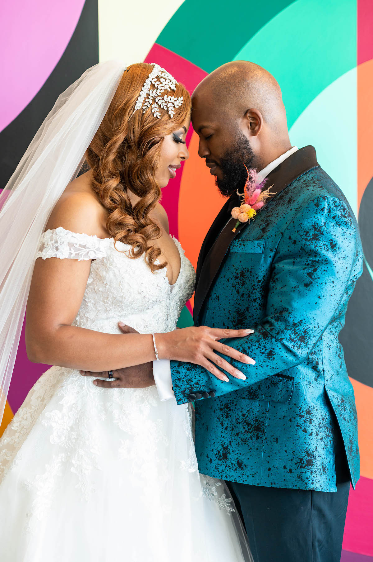 Eclectic wedding with colorful backdrops and cool decor