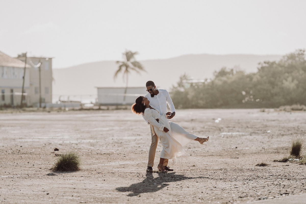 Vintage engagement session in Port Royal, Kingston, Jamaica.