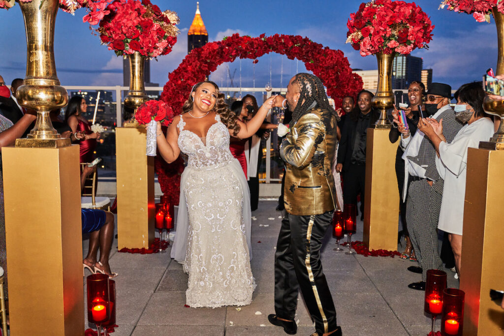 Jasmine and Miric celebrated their union with close family and friends at their regal red and gold wedding in Atlanta! 