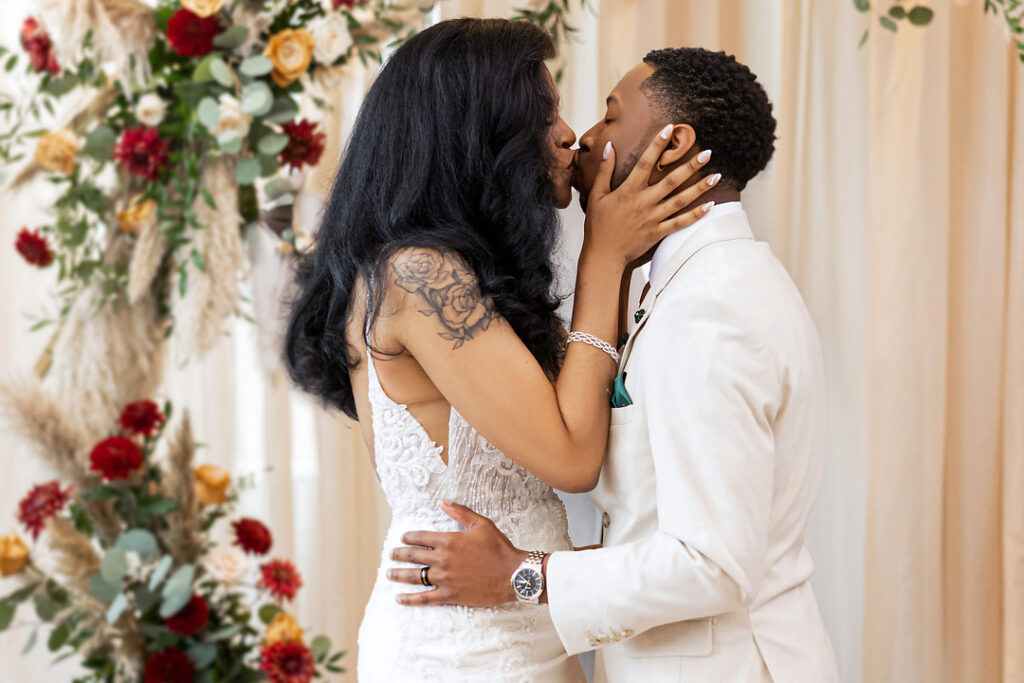 Black love in elegant bohemian wedding in Atlanta