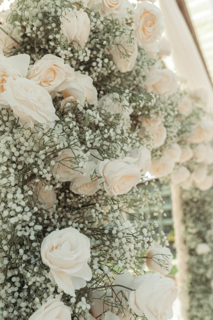 Modern wedding at Royalton Sky Terrace St. Lucia is island luxury at its finest with luscious florals, golden decor, and two luxury gowns.