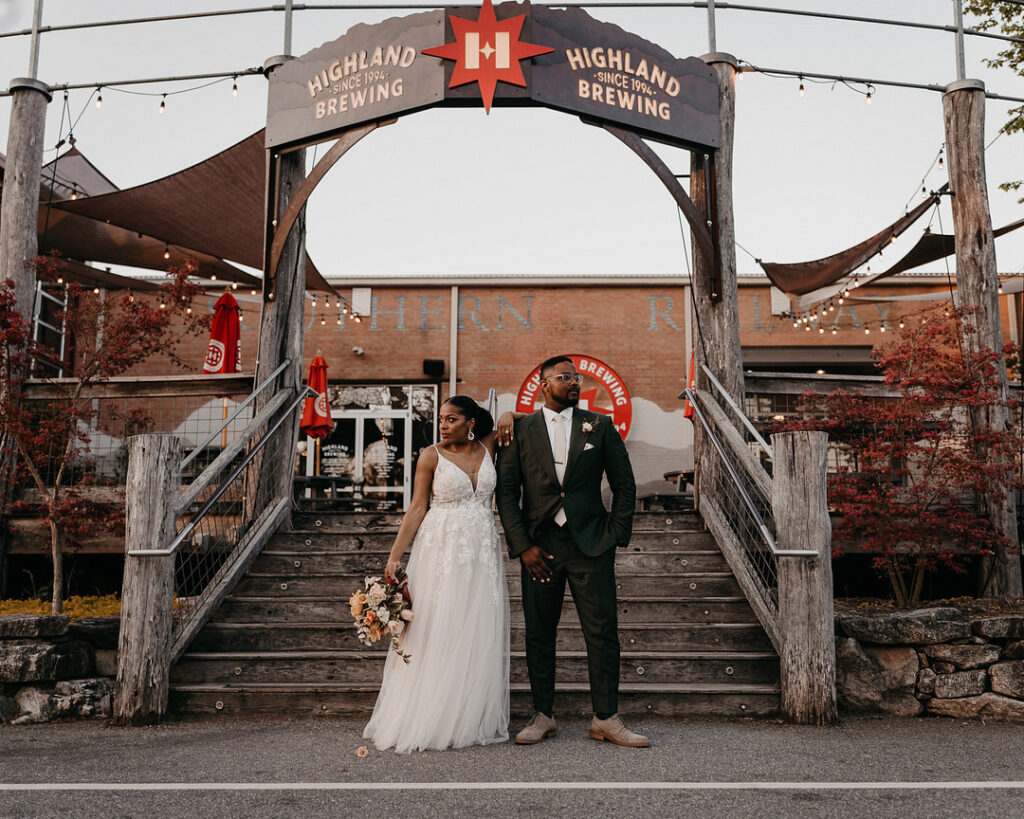 Tameka & Jeremy's Modern Boho Wedding at the Highland Brewing Co. in Asheville, NC features romantic muted earth tones and textured decor.