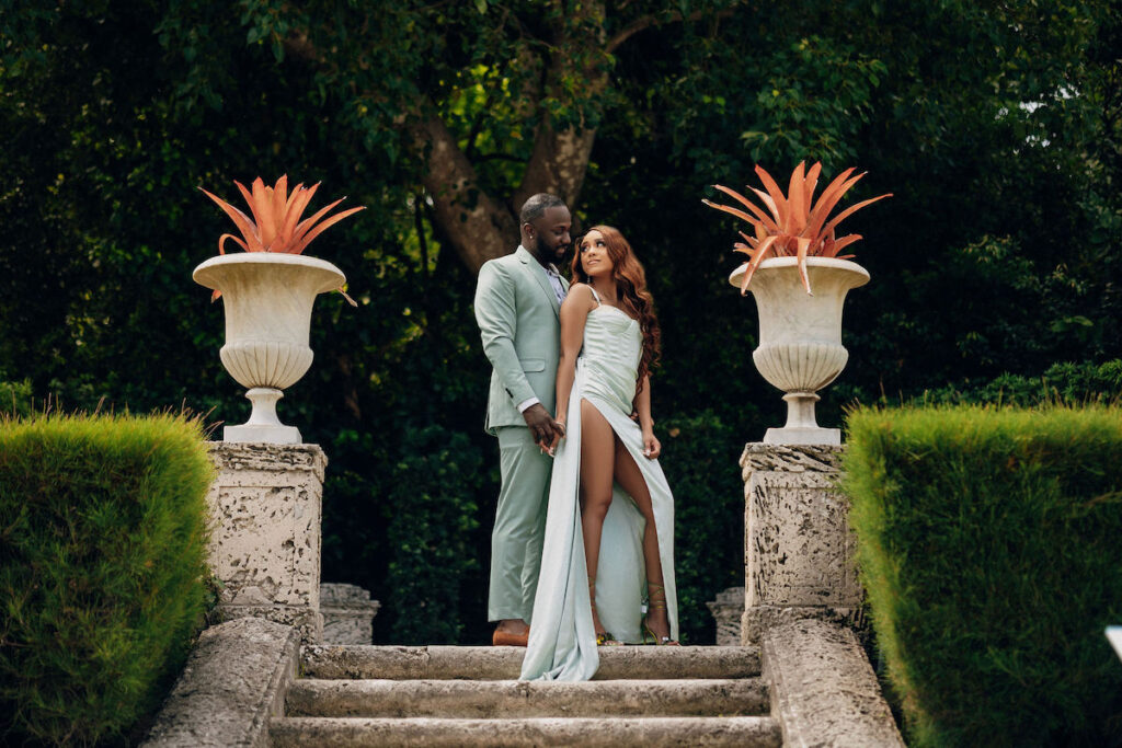 LaKarra & Mathieu celebrate 5 years of marriage with a special photo shoot by REEM Photography at the Vizcaya Museum in Miami, FL.