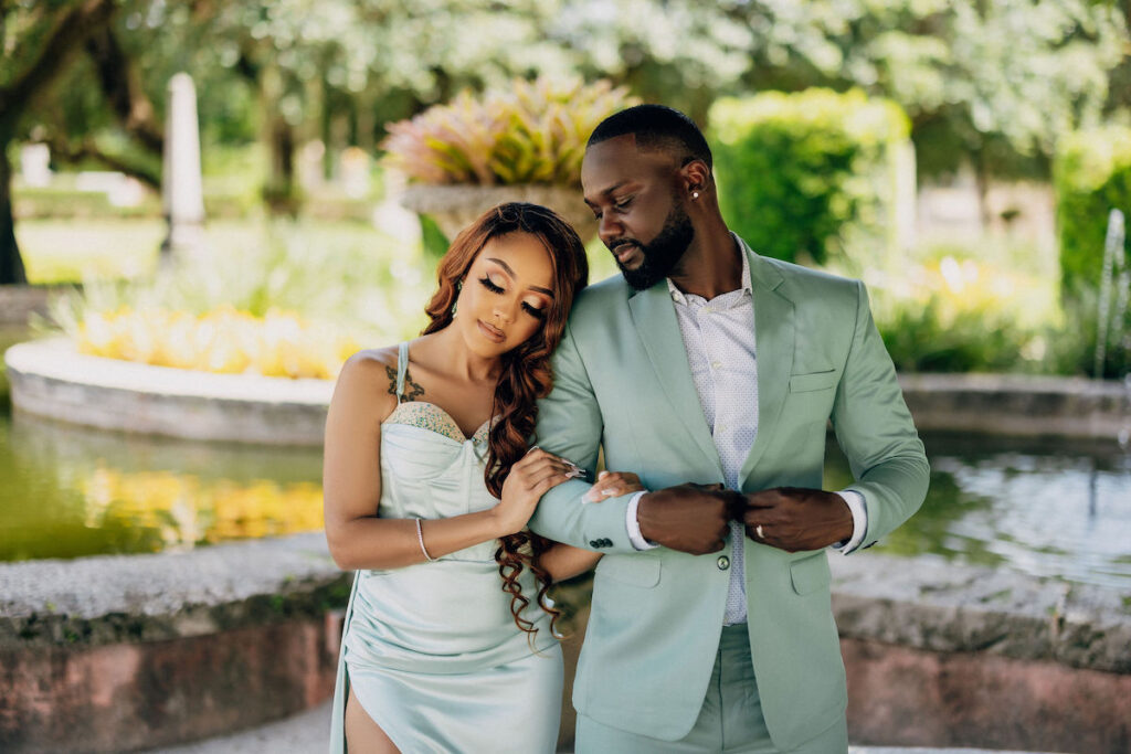 LaKarra & Mathieu celebrate 5 years of marriage with a special photo shoot by REEM Photography at the Vizcaya Museum in Miami, Florida.