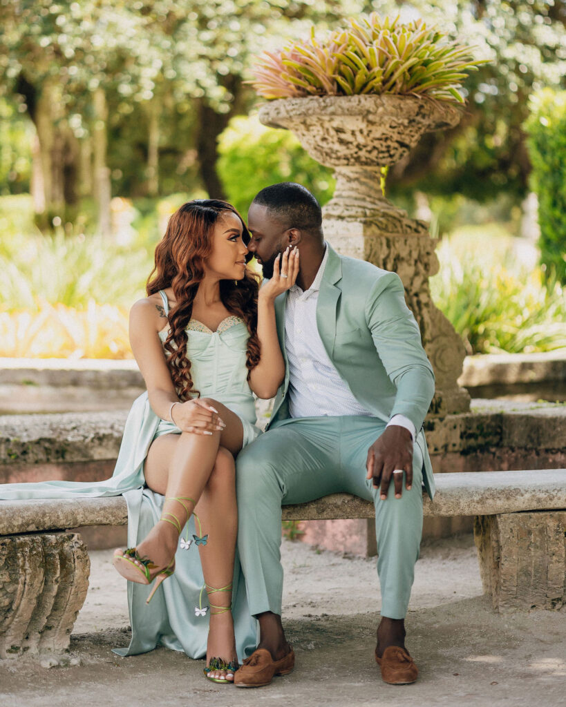 LaKarra & Mathieu celebrate 5 years of marriage with a special photo shoot by REEM Photography at the Vizcaya Museum in Miami, Florida.