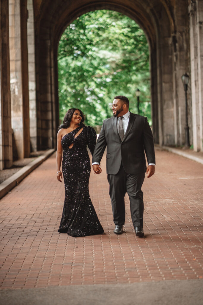 Engagement session stroll at Fort Tryon Park & the Cloisters is a play on the groom's last name, Lord, with castle vibes fit for nobility!
