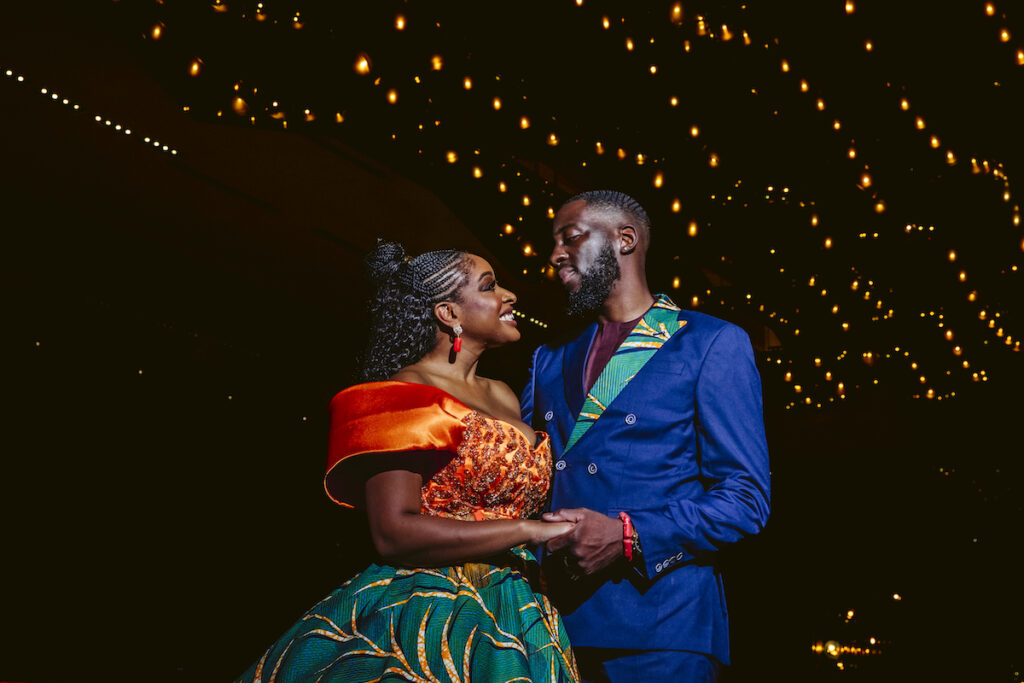 The Grand at Moon Palace in Cancun, Mexico, hosts couples' traditional Nigerian & White Weddings with Benin attire and Ankara patterns.