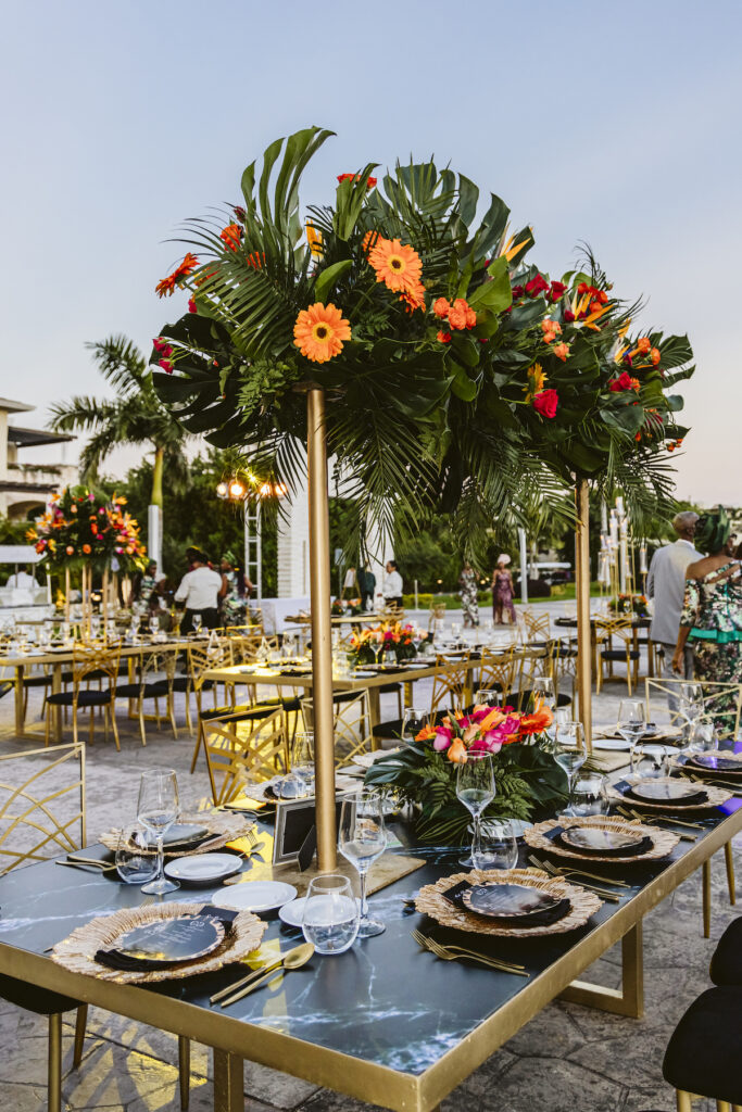 The Grand at Moon Palace in Cancun, Mexico, hosts couples' traditional Nigerian & White Weddings with Benin attire and Ankara patterns.