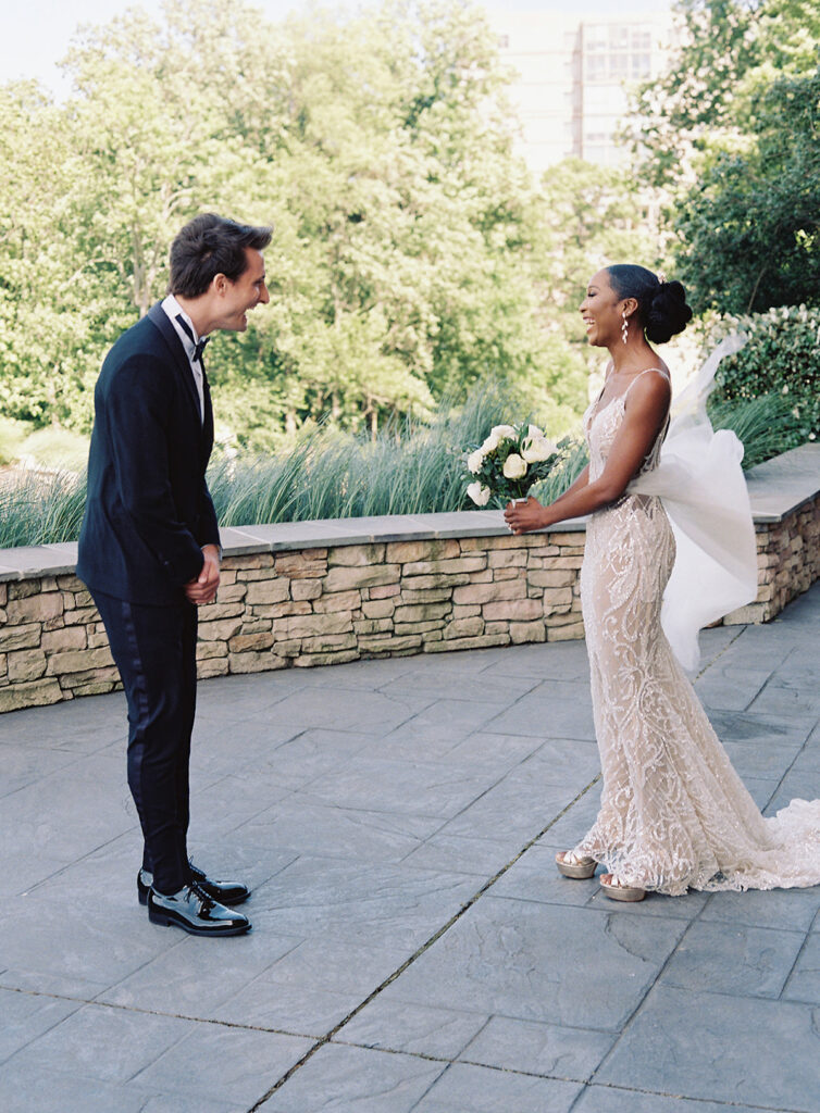 Attorneys say "I Do!" in a romantic outdoor ceremony at the Lansdowne Resort in Leesburg, VA. Featuring classy decor, gold details, and a gorgeous custom gown by Berta Bridal. 