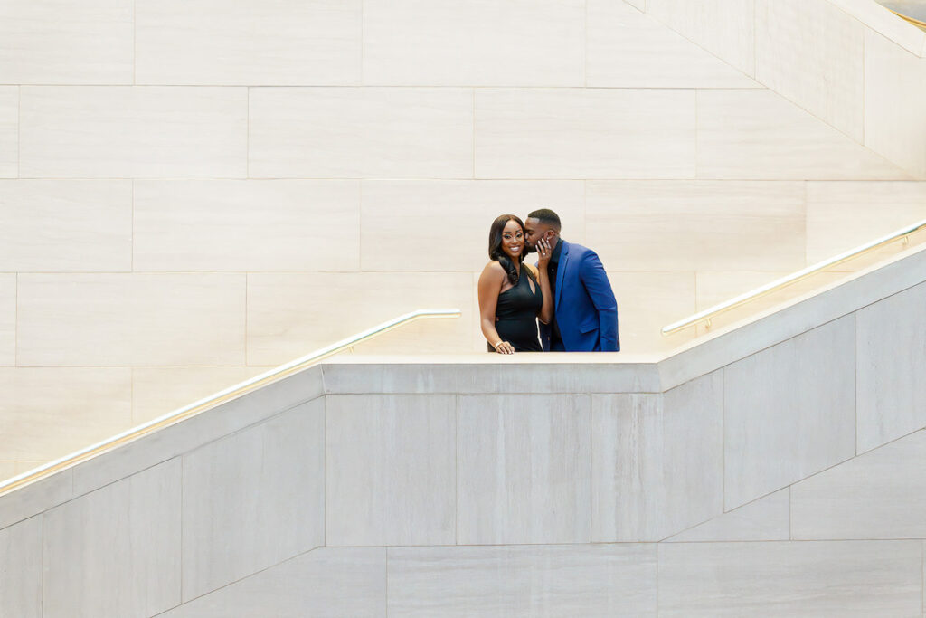 Ryan and Ashley's stylish engagement session at the National Gallery of Art in Washington, D.C., showcases Black Love and Black excellence. 