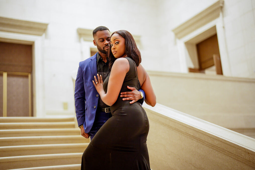 Ryan and Ashley's stylish engagement session at the National Gallery of Art in Washington, D.C., showcases Black Love and Black excellence. 