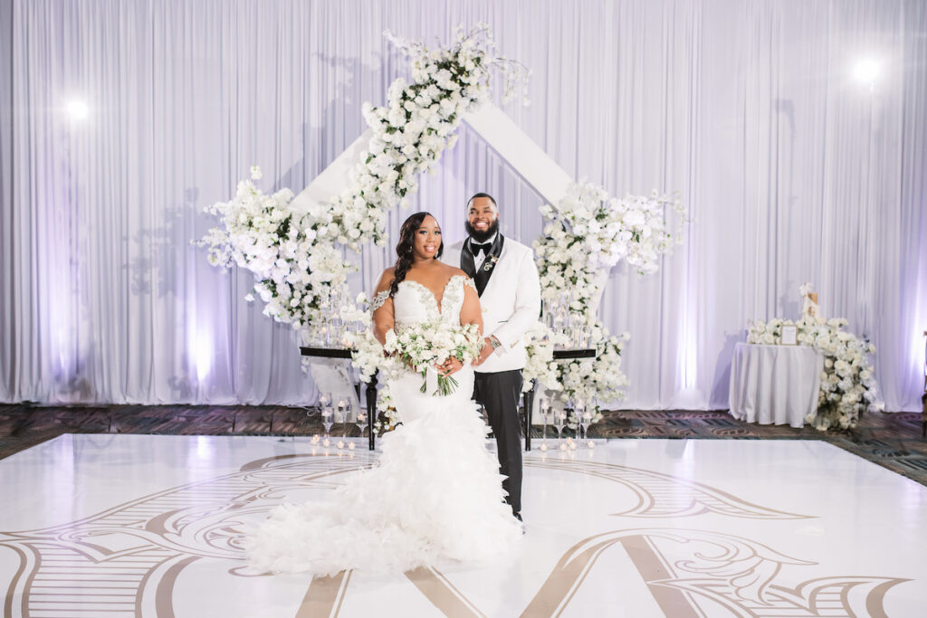 High school sweethearts, Shinead and Maurice, tied the knot at their classy gold and white wedding in Myrtle Beach, South Carolina!