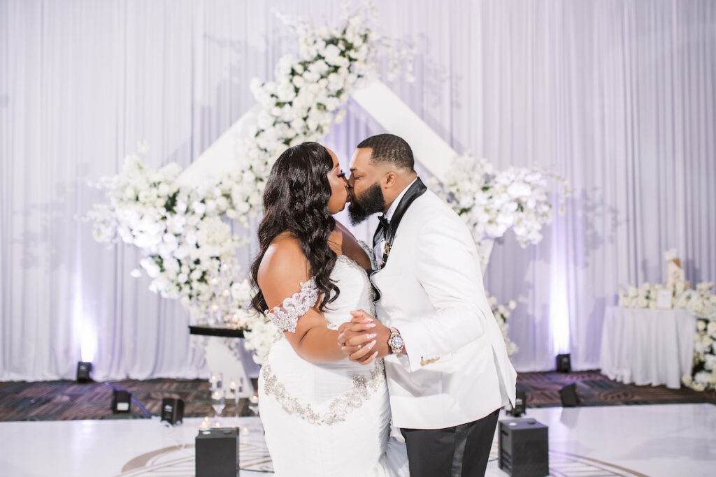 High school sweethearts, Shinead and Maurice, tied the knot at their classy gold and white wedding in Myrtle Beach, South Carolina!