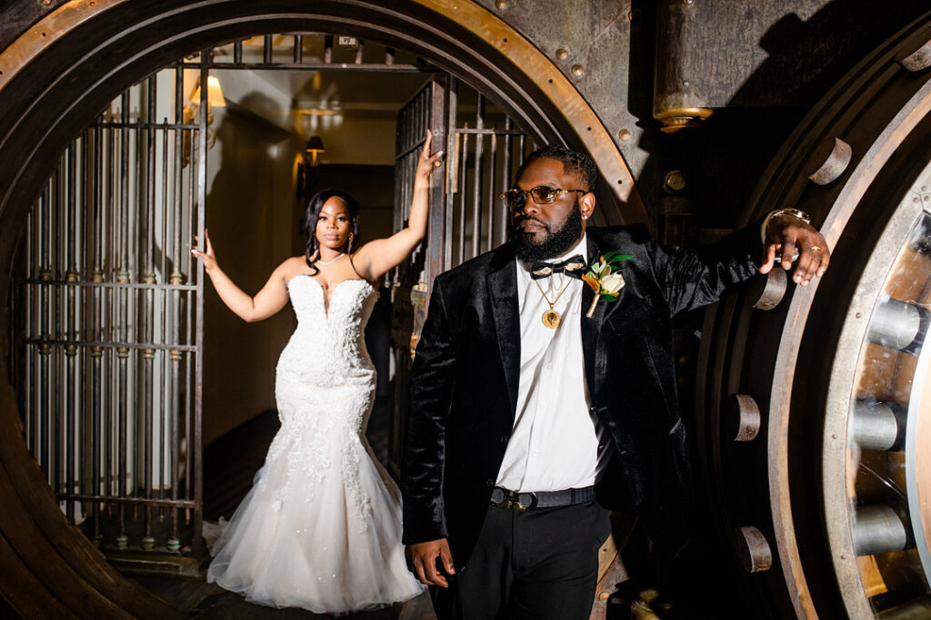 Military couple weds in a classy and timeless ceremony at 1208 Washington Place in Columbia, SC, with autumnal hues and historic charm. 