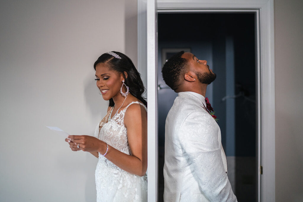 The Datcher's timeless wedding at Rose Hill Manor in Leesburg, Virginia, exudes the utmost sophistication with an emotional first touch, a rich burgundy and ivory color palette, and a lively reception.