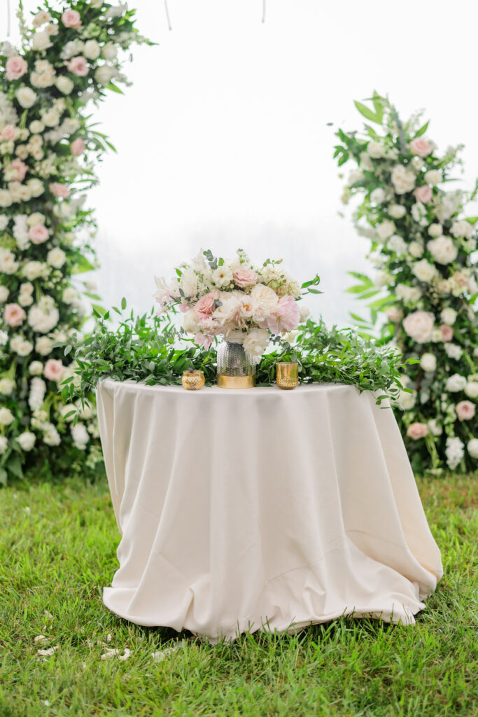Wedding day showers couldn't put a damper on Merriam and Garry's outdoor wedding in Virginia held at Montalto overlooking Monticello.
