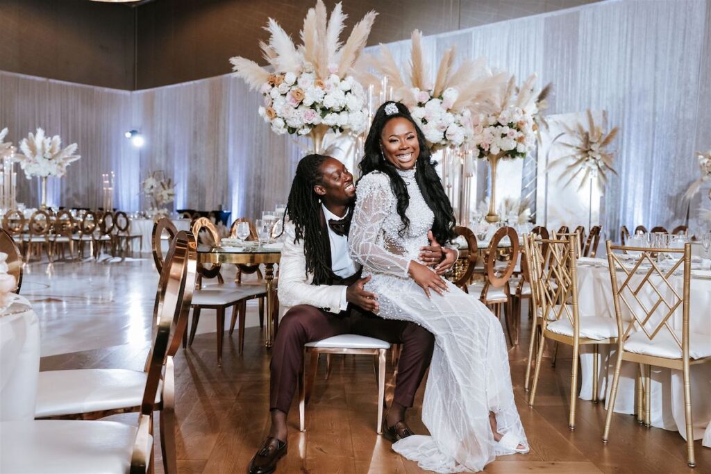 Featured in Issue 29, Cooma and Jared's elevated wedding featured bohemian chic vibes with two gorgeous wedding dresses and luxurious decor.
