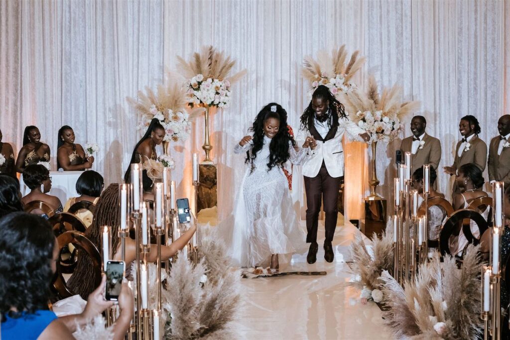 Featured in Issue 29, Cooma and Jared's elevated wedding featured bohemian chic vibes with two gorgeous wedding dresses and luxurious decor.