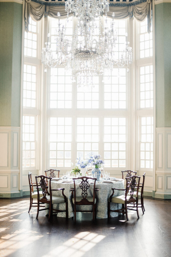 Featured in Issue 29, Styled Shoots Across America team create a romantic wedding editorial with blue hues at The Estate at River Run.