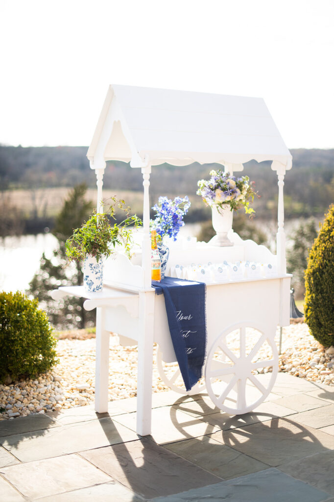 Featured in Issue 29, Styled Shoots Across America team create a romantic wedding editorial with blue hues at The Estate at River Run.